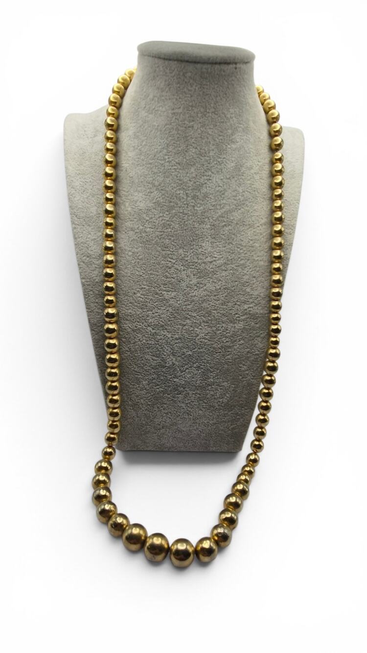 Vintage Graduated Gold Tone Bead Necklace 30 Inch Korea